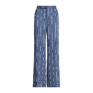 Buy Polo Ralph Lauren Women Blue Striped Linen-Cotton Wide-Leg Pant Online - 889322 | The Collective