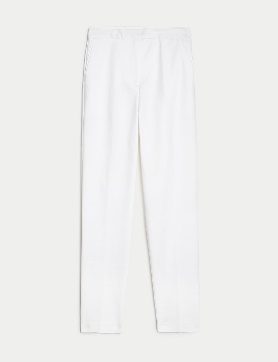 Cotton Blend Slim Fit Ankle Grazer Trousers 1 of 5