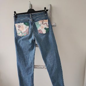 Custom Jeans Woman's Boho Style, Hand-Painted Jeans, Artistic Gift For Her, Unique Birthday Gift, Artistic Jeans Pastel