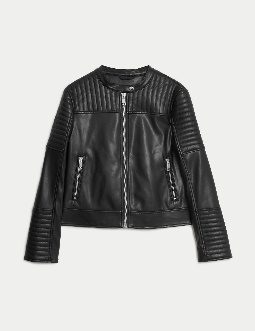 Faux Leather Quilted Moto Jacket 1 of 7