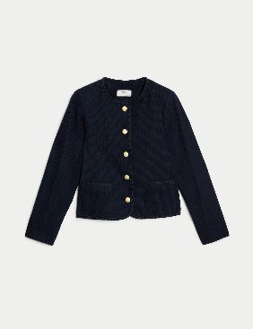 Pure Cotton Tweed Collarless Short Jacket 1 of 6