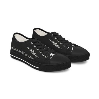 Shakespeare Women's Low Top Sneakers Black & White Rose Tennis Shoes Poetry Actress Sneakers Though She Be But Little She is Fierce Sneakers