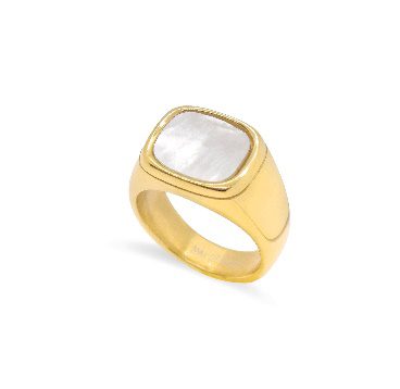 Thea Gold Pearl Signet Ring - Waterproof Jewelry
