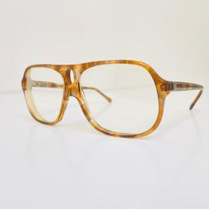 Vintage Mod Retro Aviator Sunglasses Lucite Plastic Cream Beige USA Flatter Fit 140 Banana Tortoise Handsome Glasses for Men Pathway USA
