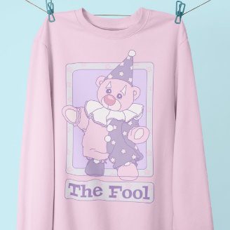 THE FOOL Clowncore Pastel Goth Teddy Bear Sweater - Harajuku Style Version (Plus Sizes Available).
